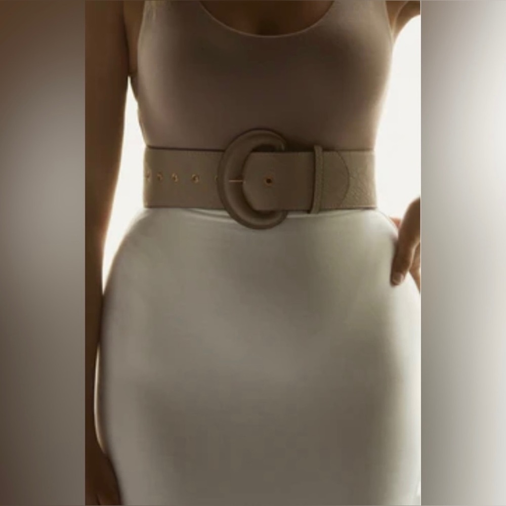 JLUXLABEL Taupe Faux Leather Belt